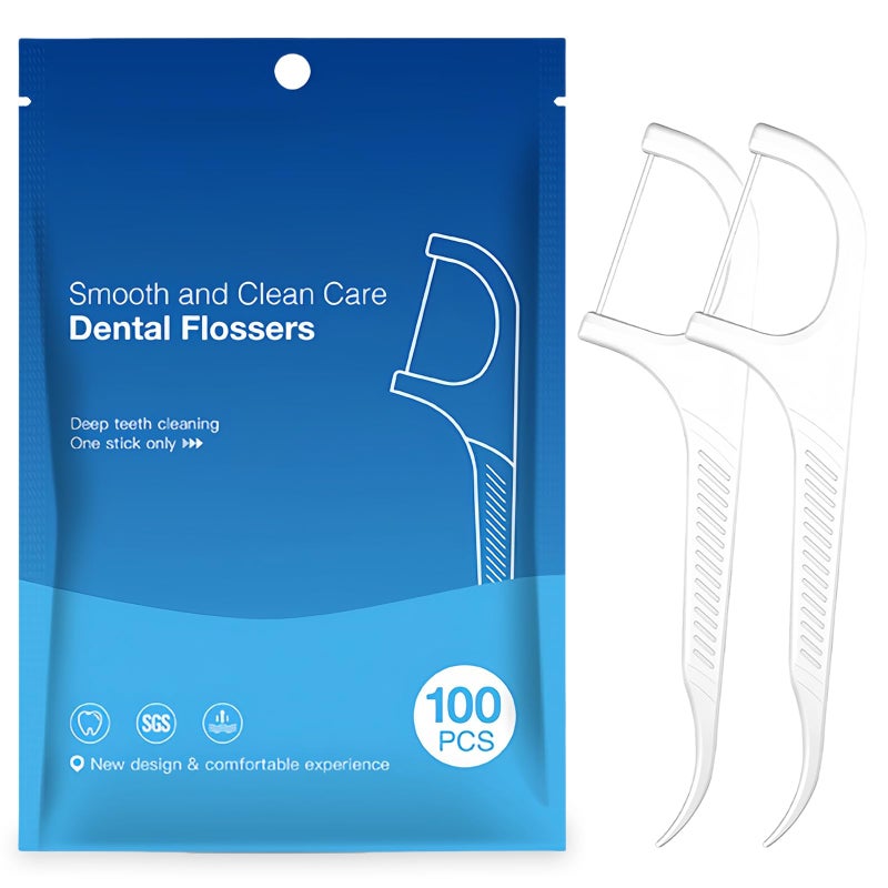 Flintronic 100Pcs Dental Floss, Portable Dental Toothpick, Disposable Floss Picks, Tooth Picks Sticks Interdental Cleaning Tool for Travel Home Office Restaurant